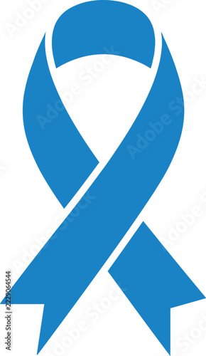 Minimalist blue awareness ribbon vector icon design representing medical solidarity and disease health campaign support, isolated on white background.