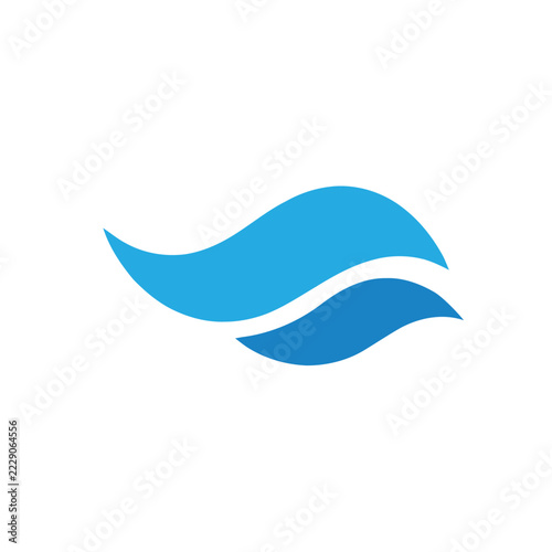 Abstract minimalist blue wave vector logo design with smooth organic curves, isolated on white background.