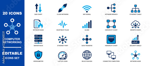 Obraz na plátně Computer parts solid line icon set