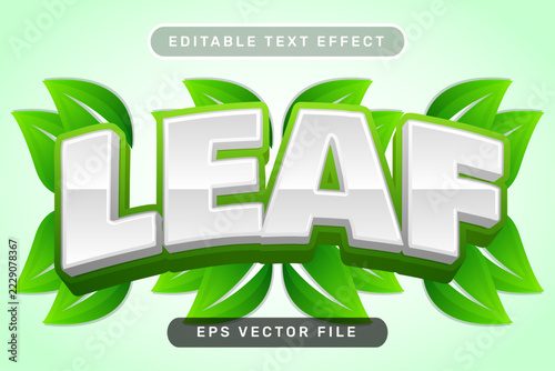 Green Leaf Editable 3D Text Effect with Botanical Foliage Decoration