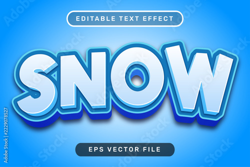 Snow Bold Blue Editable Text Effect with 3D Winter Typography