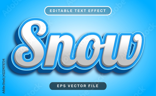 Snow Script Blue Editable 3D Text Effect with Glossy Winter Style