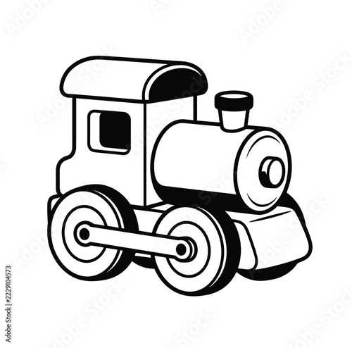 Wooden Toy Train Kids Playroom Monochrome Vector