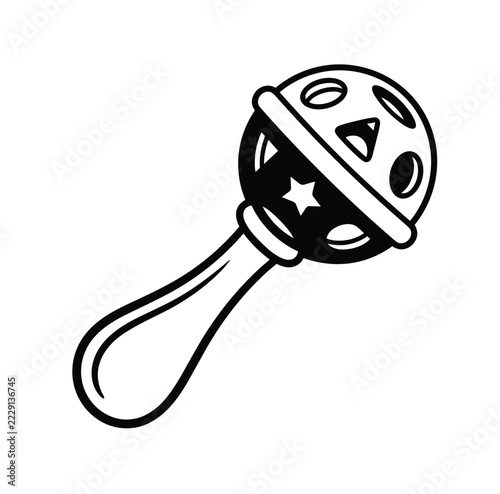 Baby Rattle Toy Infant Essentials Black and White Vector