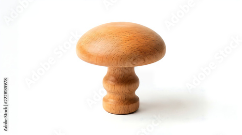 A wooden darning mushroom isolated on a white background