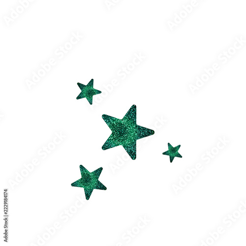 Festive Green Glitter Star Design Element