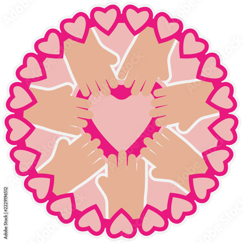 Diverse Hands Around Heart Symbol