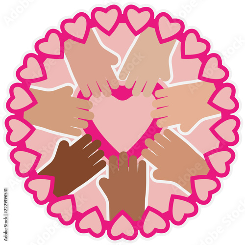 Diverse Hands Around Heart Symbol