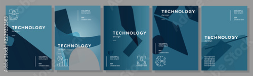 Deep playful prospectus technology abstract geometric a4 poster. round illustration, asymmetry blur, conceptual edge, commercial social vector technology background illustration