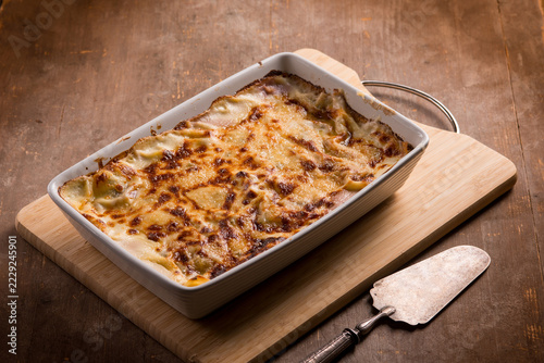 Fotografie chicory withe lasagna, traditional italian recipe