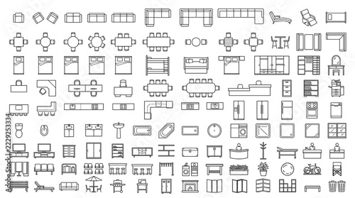 Fotografie 100 Architectural Furniture Floor Plan Symbols Featuring Top View Interior Seati