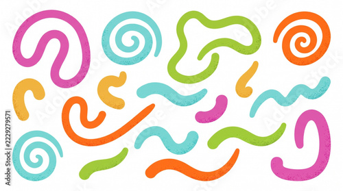 Abstract Shapes Illustration, Colorful Swirls and Curves Design, Dynamic Vector Graphics for Creative Projects.