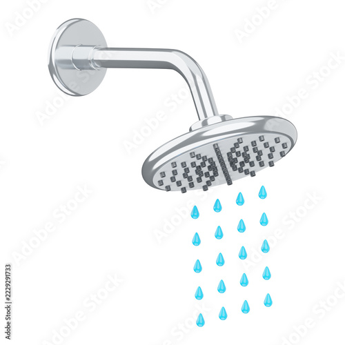 Shower with Water Drops 3D Render. Shower with Water Droplets 3D Render.