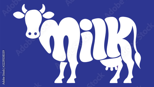Milk Inspired Cow Typography Brand Vector Logo