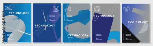 Blurred documents board technology abstract geometric a4 poster. font layout, data typography, drawn curvy, pale up vector technology background illustration