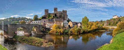 Panoramaaufnahme von Runkel an der Lahn, Hessen, Deutschland