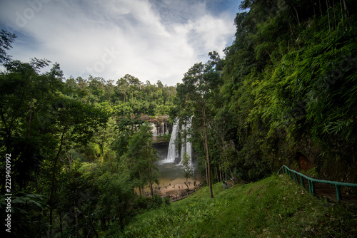 Elevated View of Huai Luang Waterfall in Tropical Forest, Thailand
