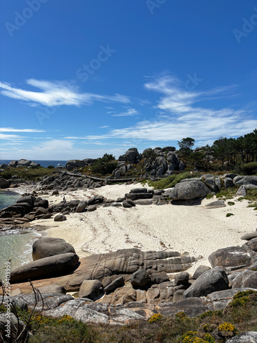 Scenic Atlantic Ocean Views from the Coastal Boardwalk in O Grove, Galicia