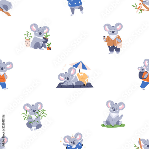 Canvas Print Seamless pattern with cute koala bears