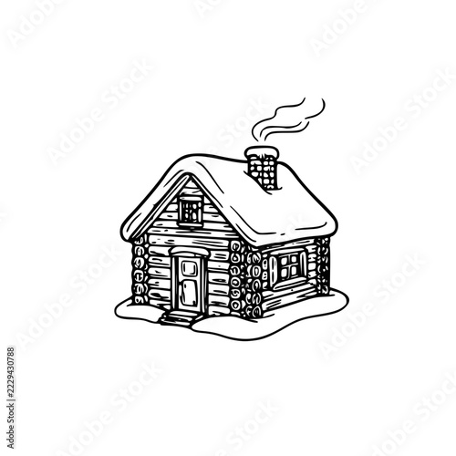 Snowy Log Cabin