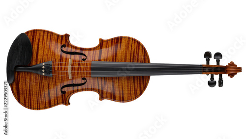 Fotografie Detailed ornate violin with striped wood grain, isolated on transparent backgrou