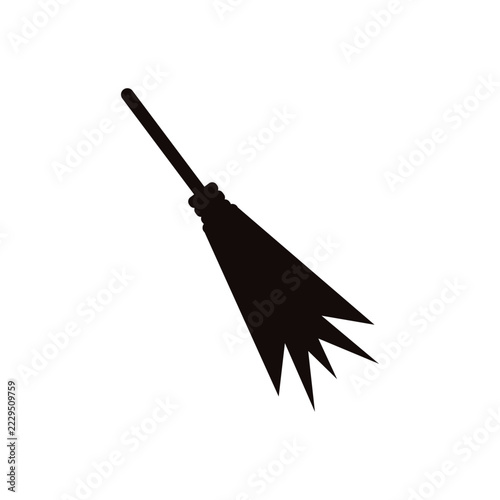 Traditional Witch Broom Silhouette Icon