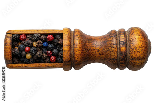 A real image of a pepper mill isolated on white background for product catalog, ecommerce, advertising and commercial design projects