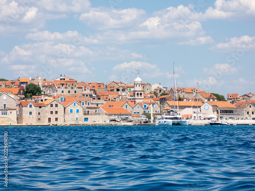 Island Prvic in Croatia, Dalmatia near Sibenik and Vodice with its old architecture and waterfront.
