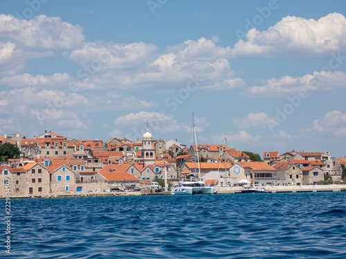 Island Prvic in Croatia, Dalmatia near Sibenik and Vodice with its old architecture and waterfront.