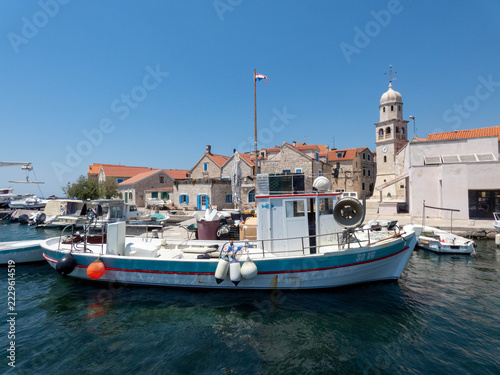 Island Prvic in Croatia, Dalmatia near Sibenik and Vodice with its old architecture and waterfront.