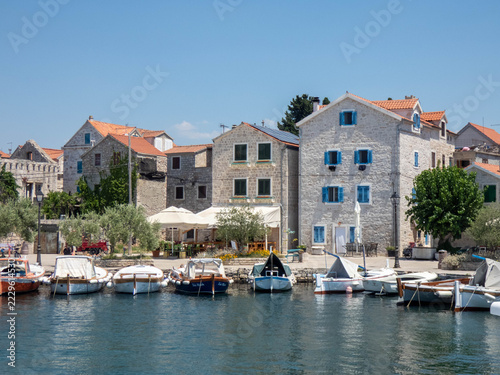 Island Prvic in Croatia, Dalmatia near Sibenik and Vodice with its old architecture and waterfront.
