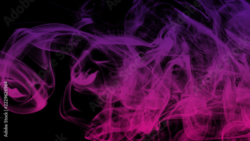 Abstract Neon Pink and Purple Smoke Waves Background on Black Backdrop