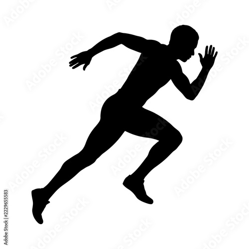 Silhouette of a Male Athlete Running at Full Speed Representing Dynamic Movement and Peak Physical Performance in Sport