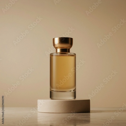 Elegant Glass Perfume Bottle On Podium Display