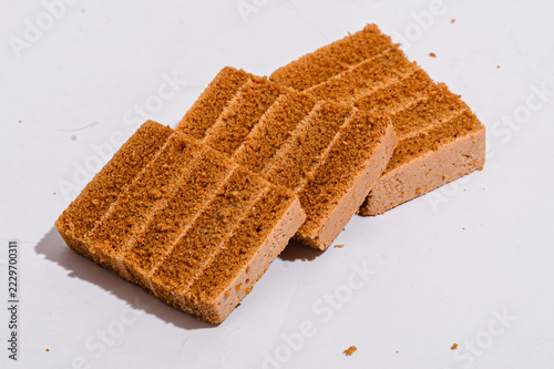 apple pastila or airy sponge cake pastry on a white background