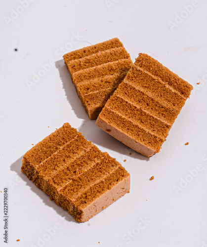 apple pastila or airy sponge cake pastry on a white background