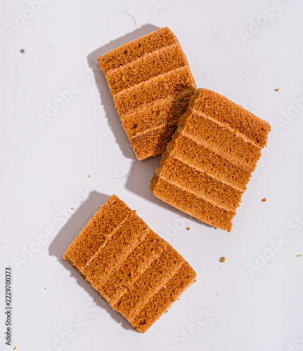 apple pastila or airy sponge cake pastry on a white background