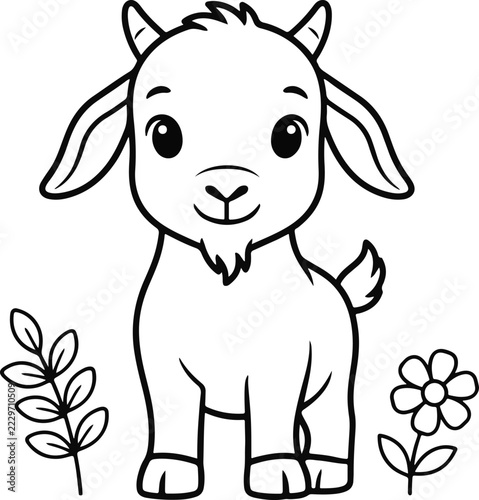 Cute Baby Goat Coloring Page