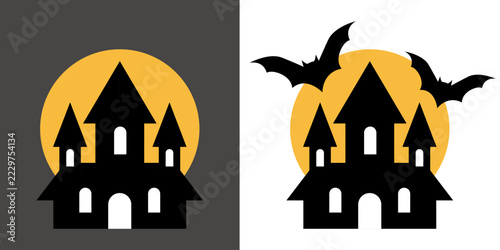 Haunted house. Vector illustration for Halloween. Hand drawn.