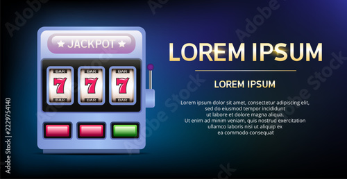 Slot machine banner. Casino illustration. Hand-drawn 3D vector.