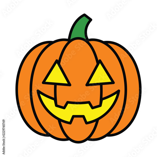 Cute Cartoon Jack o Lantern Pumpkin Vector Graphic Illustration for Halloween