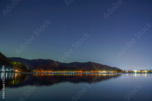 環境保護とサステナビリティを象徴する夜の静かな湖畔の風景