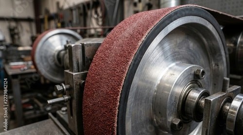 Industrial machine emery paper belt for building and repair work.