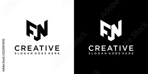 FN or NF initial letter logo design vector concept