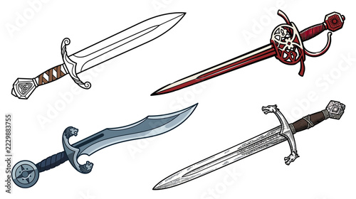 Fotografie Collection of Four Antique Swords
