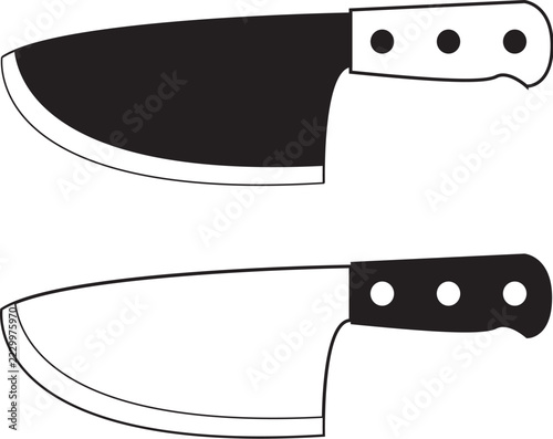 Kitchen chef knife vector illustration set isolated on white background