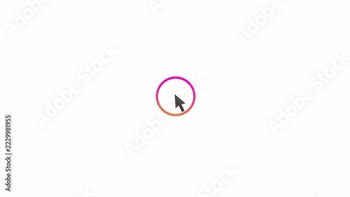 Mouse cursor click with spark icon sign animation on transparent background, mouse pointer arrow click animated with alpha channel.