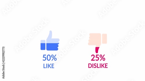 Like or dislike thumb button icon sign animation on transparent background, like or dislike button sign animated with alpha channel. 