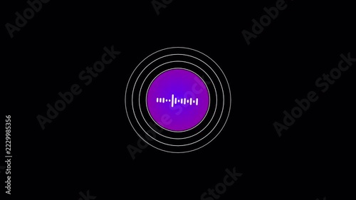 Record audio signal waves animation on transparent background, audio spectrum waveform with radio wave animated with alpha channel.