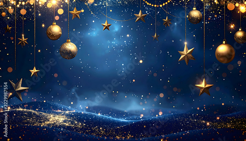 星空とゴールドの幻想的なクリスマス